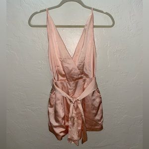 Woven Pink Romper “Just Peachy”